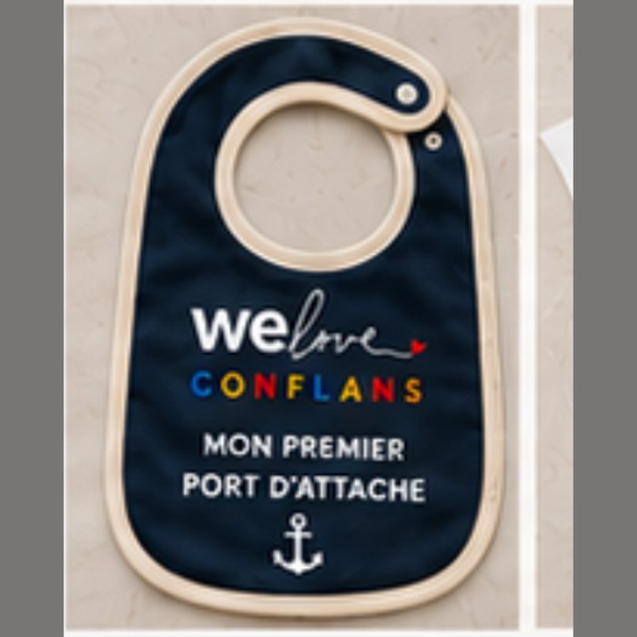 Bavoir Mon premier port d'attache — bleu marine