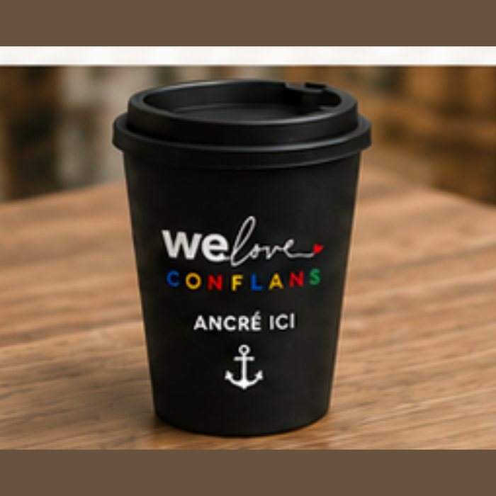 Mug de voyage Ancré ici — noir